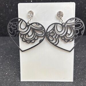 Black Heart Stud Earrings